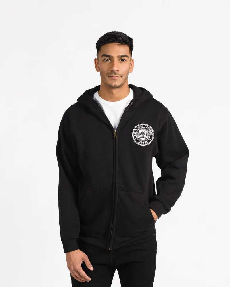 Premium Full Zip 103 in black on male model.